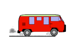 dessin d'un van en mouvement
