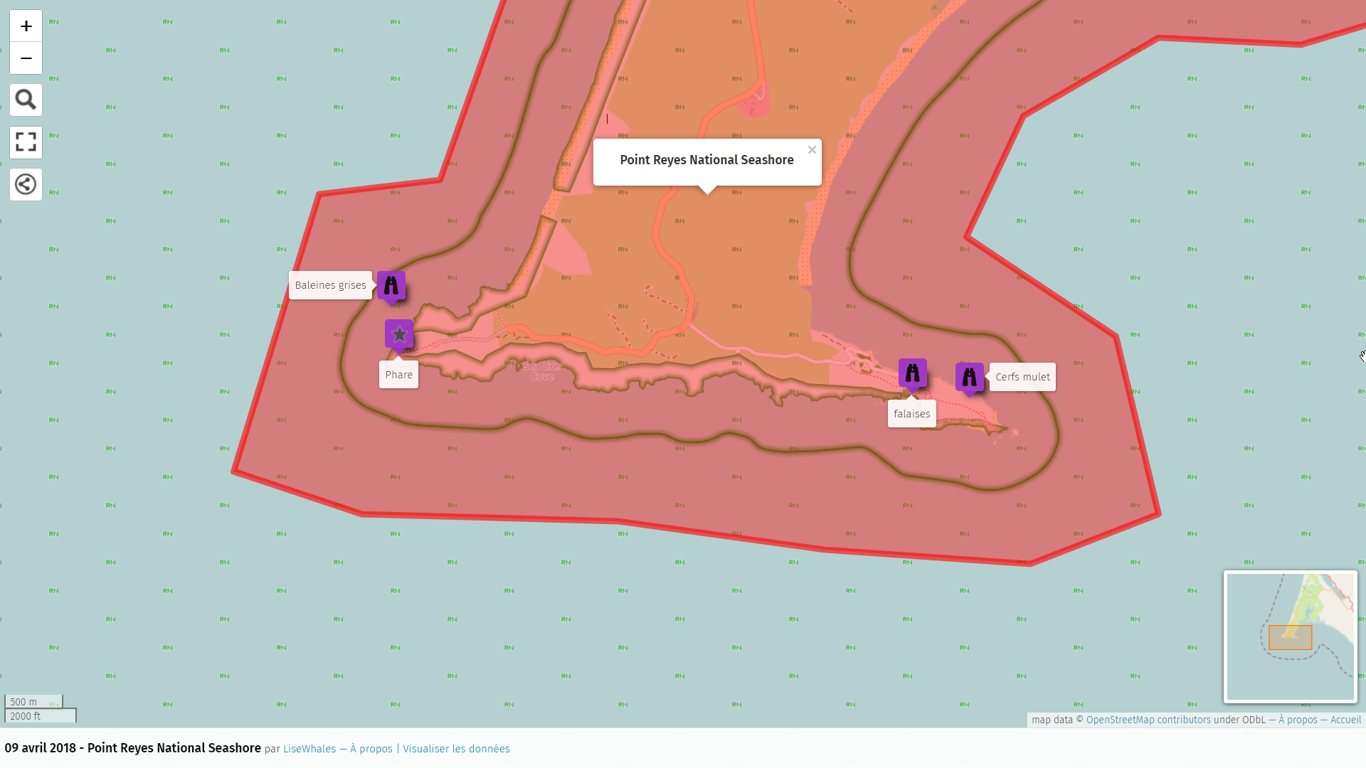 Carte : Point Reyes National Seashore